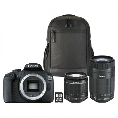 Canon EOS 2000D Appareil photo Reflex + EF S 18 55 mm f 3.5 5.6 IS II + Sac + Carte Memoire