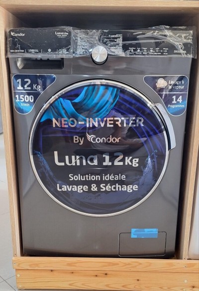 PROMO Machine à laver CONDOR Luna 12Kg Séchante Titanium 85000Da+غسول الملابس باطل 