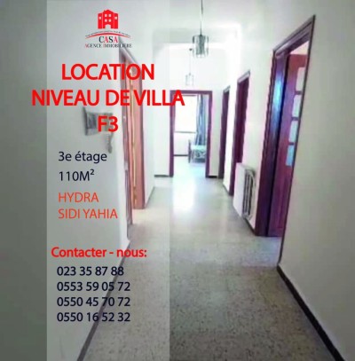 Location Appartement Niveau de villa F3 Alger Hydra
