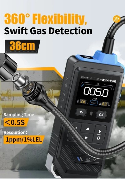 FNIRSI GD 02 Détecteur de Fuite de Gaz Portableavec Alarme et Lumineuse pour Méthane et GPL