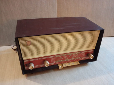 TSF Philips B3X de 1956 en bakélite bordeaux 