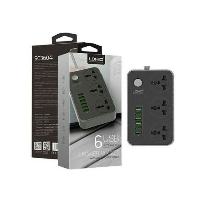 Multiprise LDNIO SC3604 3 Prises + 6 Ports USB