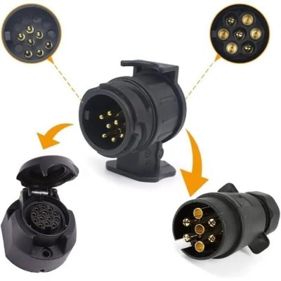 Adaptateur de prise remorque 7 - 13 broches  MOTO BATEAU VELO JETSKI  AUDI RANG ROVER MERCEDES..