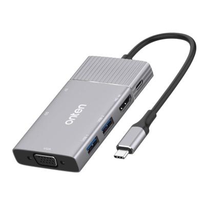 Station d'Accueil 7-en-1- USB-C, Vidéo HDMI+VGA 4K, 2*USB 3.0,  PD, SD/TF, Audio ,OTN-95113 ONTEN