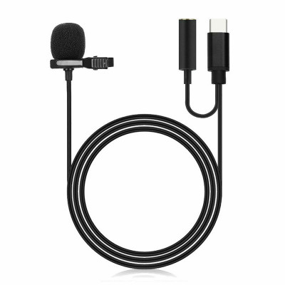 Microphone Cravate Anti-Bruit USB Type-C + Entrée Aux Jack 3.5mm 1.5M JH-042-A LAVALIER 