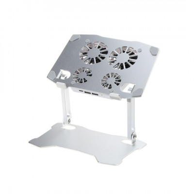 Support & Refroidisseur En Alliage d'Aluminium avec 4 ventilateurs Pliable & Réglable pour Laptop 