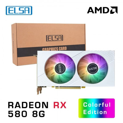 Carte Graphique ELSA AMD RX 580 8GB GDDR5 256bit GPU Blanc RGB 