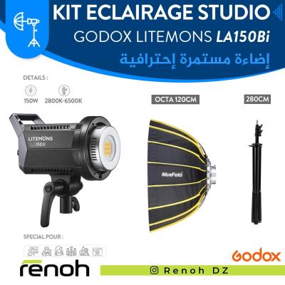 Kit Eclairage Studio GODOX LITEMONS LA150Bi (OCTA NICEFOTO 120cm)