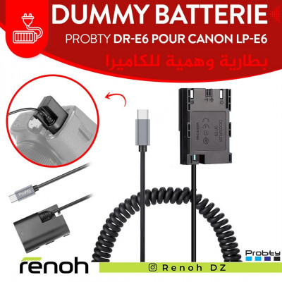 Dummy Batterie PROBTY DR-E6 Pour Canon EOS R Et X0D Série