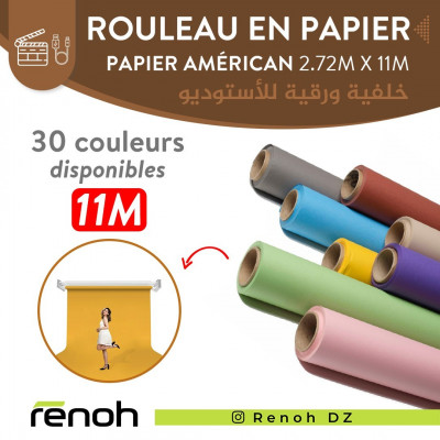rouleau de papier pour Studio Photo 11M x 2.72M disponible en multi couleurs 