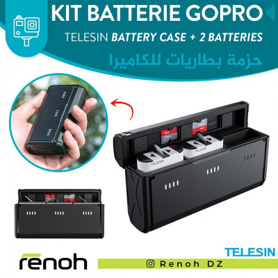 accessoires-des-appareils-kit-batterie-gopro-telesin-multifunctional-battery-case-avec-2-batteries-pour-hero-9101112-birkhadem-alger-algerie