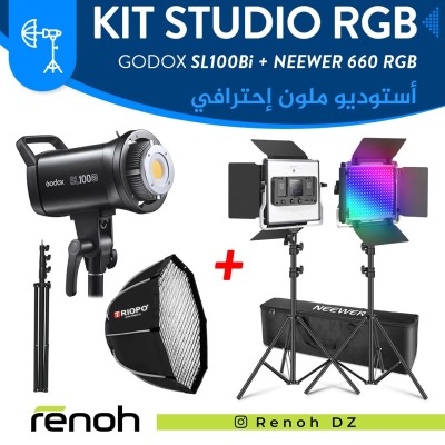 Kit Studio RGB GODOX SL100Bi Avec Kit NEEWER 660 RGB
