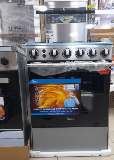 Promotion cuisinière midea 4 feux ventilé inox 