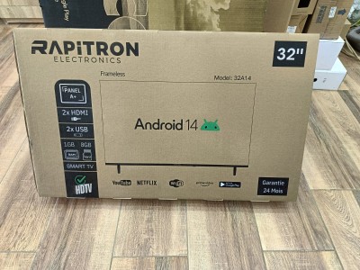 RAPITRON Téléviseur Smart Android 14 32" Frameless
