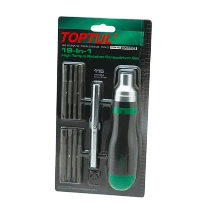 Jeu de tournevis à cliquet à couple élevé 19 en 1 GAAR1002 TOPTUL