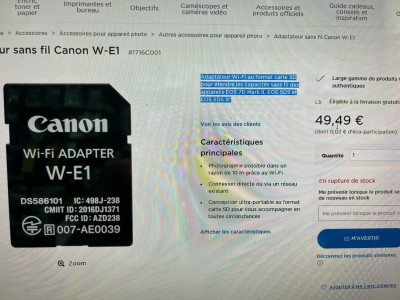 carte mémoire  Wifi pour canon 7d mark2 # Canon 5ds et 5dsr 