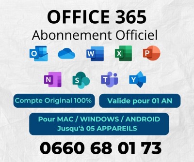 Microsoft Office 365 ORIGINAL | 1AN | Livraison Immédiate