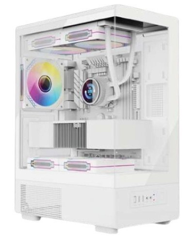 VORTEX DOMINATE - BOITIER MOYEN TOUR ATX - VERRE TREMPÉ - 360mm - 4 FANS ARGB - AIRFLOW - WHITE
