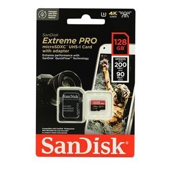 SANDISK EXTREME PRO 128GB - CARTE MÉMOIRE MSDXC UHS-I - JUSQU'À 200 MO/S - UHD 4K - AVEC ADAPTER