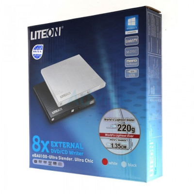 LiteOn EBAU108 - Graveur DVD / M-Disc externe ultra slender - ultra Chic - USB