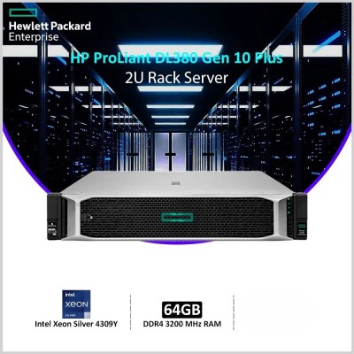 HP DL380 GEN10+ XEON SILVER 4309Y 8C - SERVEUR  - SR416i-A 4GO - 8 BAIES - 64GO - 960GO SSD -2X800W