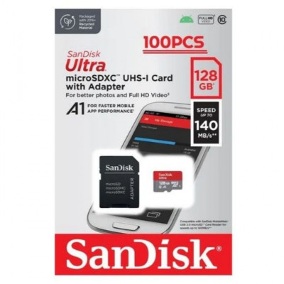 SANDISK CARTE MÉMOIRE ULTRA MICROSDXC UHS-I -128 GB VITESSE 100 MB/S - ORIGINAL 