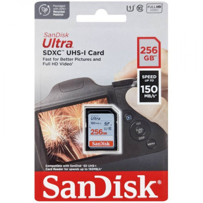 SanDisk Ultra SD 256GB Carte Mémoire UHS-I Jusqu'à 150 Mo/S