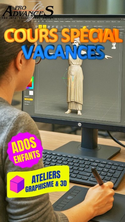 Cours d'été: Ateliers Graphisme et 3D, Enfants et Ados