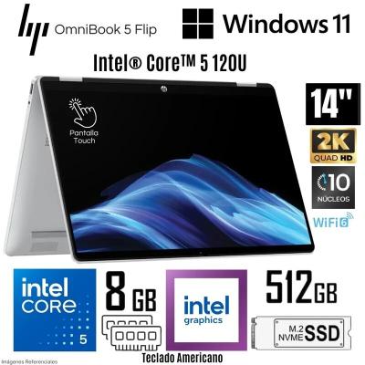 HP OMNIBOOK FLIP 5 Fp0013dx Core 5 120U 8Go DDR5 512GB SSD 14 2K Tactile X360