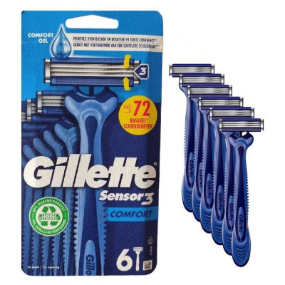 Gillette Pack de 06 Rasoirs Jetables Homme - Sensor 3 Comfort- Avec Bande Lubrifiante