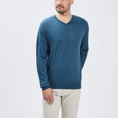 Tex Pull Homme À Col V - Bleu