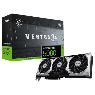 MSI GEFORCE RTX 5080 16G VENTUS 3X OC PLUS - 16GO GDDR7 - DLSS4 8K -REFLEX 2 - HDMI/DP -PCIE - BLACK
