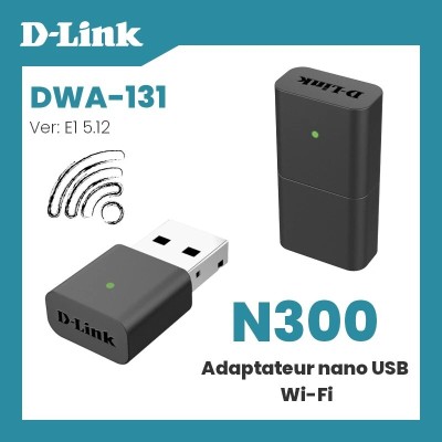 D-LINK DWA-131 ADAPTATEUR WIFI NANO N300 - USB 2.0 - HAUTE PORTABILITÉ - SÉCURITÉ WPA/WPA2 - WPS