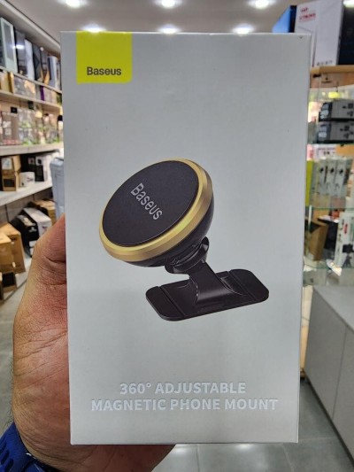BASEUS 360 ADJUSTABLE MAGENETIC PHONE MOUNT HOLDER - SUPPORT AJUSTABLE - PARE-BRISE - GOLD