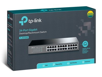 TP-LINK TL-SG1024D - SWITCH DESKTOP & RACKABLE 24 PORTS -10/100 MBPS - FAST ETHERNET -PLUG PLAY -QoS