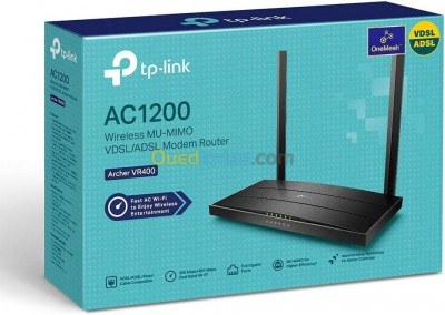 TP-LINK Archer VR400 V3 Modem Routeur VDSL2- ADSL2+ Wi-Fi AC 1200Mbps - 300Mbps - 2.4GHz