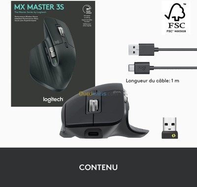 Logitech MX Master 3S - Souris Sans Fil - Droitier - Capteur Optique 8000 Dpi - 7 Boutons