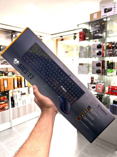 GAMDIAS ARES E3 - Combo Clavier Gaming à Membrane + Souris Optique - RGB - Filaire USB - Noir