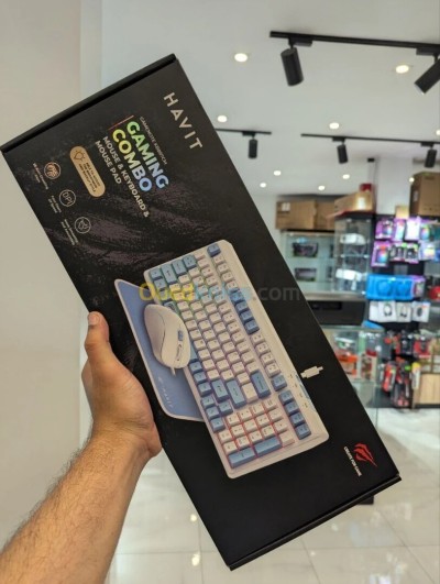 HAVIT GAMENOTE KB897CM - CLAVIER MÉCANIQUE + SOURIS + TAPIS - RÉTROÉCLAIRAGE - RED SWITCH - WHITE