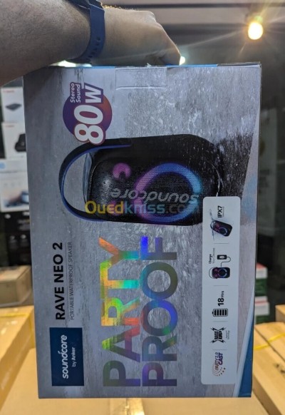 SOUNDCORE BY ANKER RAVE NEO 2 - ENCEINTE PORTABLE - BLEUTOUTH - STÉRÉO 80W -RGB LUMIÈRE -ÉTANCHÉITÉ