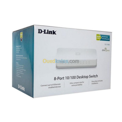D-Link Switch De Bureau 8 Ports 10/100 Mbps Des-1008A Blanc