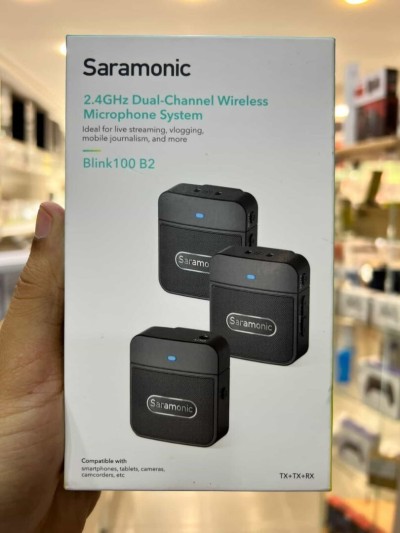 SARAMONIC BLINK100 B2 - MICROPHONE SANS FIL - ULTRA COMPACT - 2TX + 1RX -DUAL CHANEL -2.4GHZ -BLACK