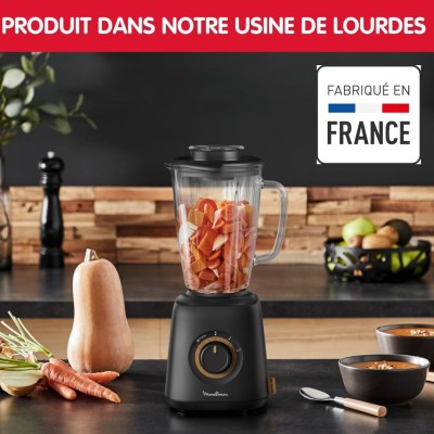 Blender Moulinex Eco-conçu, 1,75 L, 4 lames, 800 W Fabriqué en France, Eco Respect, Noir LM46EN10
