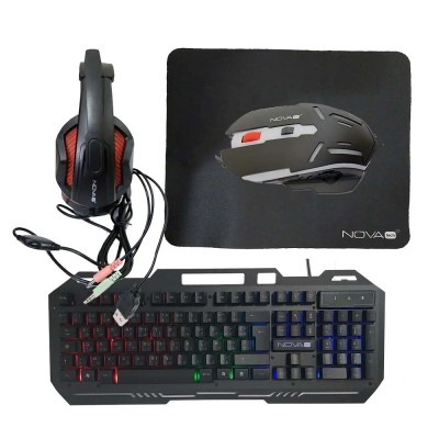  Combo NOVA TECH PRO-GAMING 4 en 1 NT-F9007CM Souris Clavier Casque Tapis