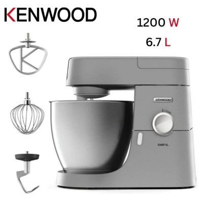 Robot Pétrin Pâtissier Kenwood 1200 W 6.7 L avec 3 Accessoires Multifonctions Chef XL - عجانة