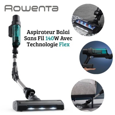 Aspirateur Balai Sans Fil Rowenta 140W - Autonomie 45Min Ultra Léger - X-Pert Flex 7.60