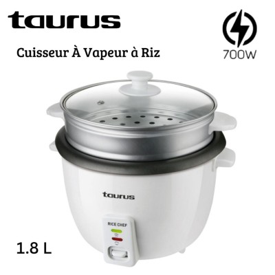 Cuiseur À Vapeur à Riz Taurus Électrique 700W 1.8L avec Revêtement anti-adhérent - جهاز طهي بالبخار