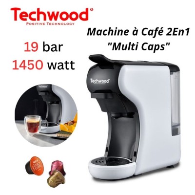 Machine À Café 2 En 1 Multi Caps 19 Bar 1450W Techwood - ماكينة قهوة