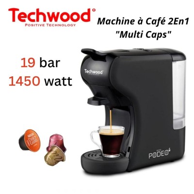Machine À Café 2 En 1 Multi Caps 19 Bar 1450W Techwood - ماكينة قهوة
