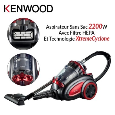 Aspirateur KENWOOD sans sac traîneau cyclonique 2200W 3.5 litres avec filtre HEPA - مكنسة كهربائية